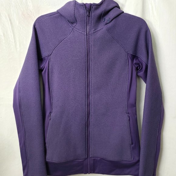 Under Armour Infared Jacket S Hoodie Thermal Waffle Knit PURPLE Cold Gear POCKET - Picture 8 of 9